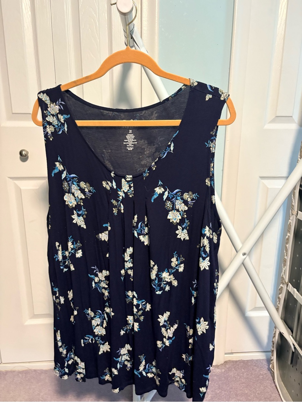 Croft & Barrow Women's Plus 2X Navy Blue Top